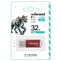 USB Flash Drive 32Gb Wibrand Cougar, Red (WI2.0/CU32P1R) -  2