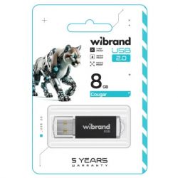 USB Flash Drive 8Gb Wibrand Cougar Black (WI2.0/CU8P1B) -  2
