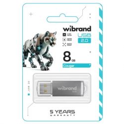 USB Flash Drive 8Gb Wibrand Cougar Silver (WI2.0/CU8P1S) -  2