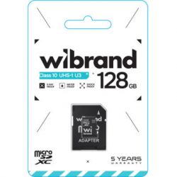   microSDXC, 128Gb, Class10 UHS-1 U3, Wibrand, SD  (WICDHU3/128GB-A) -  2