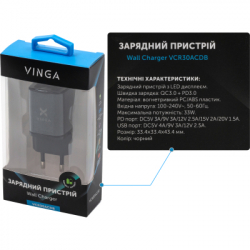   Vinga USB-C PD30W + USB-A QC30W Display 33W Max (VCR30ACDB) -  5