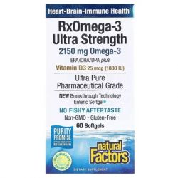   Natural Factors -3    D3, 2150 , RxOmega-3 Ultra Strength with Vitamin D3 (NFS-35489) -  2