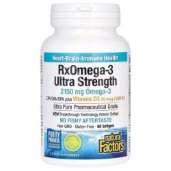   Natural Factors -3    D3, 2150 , RxOmega-3 Ultra Strength with Vitamin D3 (NFS-35489) -  1