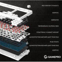  GamePro MK170W Hot-Swap Red Swich RGB USB UA White (MK170W) -  6