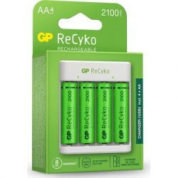     Gp ReCyko 4-Slot E411 USB Charger (w/ 4's 2100mAh AA Batteries) (GPE411 210AAHCN-2B4) -  2