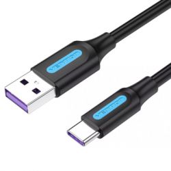   USB 2.0 AM to Type-C 0.5m 5.0A (25W) PVC black Vention (CORBD)