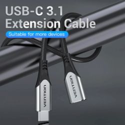   USB-C 3.1 M/F 1.0m 60W (20V/3A) 4K60HZ Thunderbolt 3 Vention (TABHF) -  3