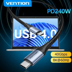   USB-C to USB-C 1.0m USB4.0 240W (50V/5A) 8K60Hz Thunderbolt 4 Gray Aluminum Alloy Vention (TAVHF) -  9