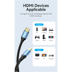   HDMI to HDMI 2.0m V2.0 4K 60Hz Aluminum Alloy Blue Vention (ALHSH) -  4