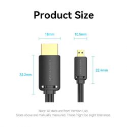   HDMI to Micro HDMI 1.5m V2.0 4K 60Hz 18Gbps HDR Dolby Vention (AGIBG) -  7