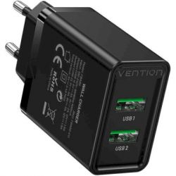   Vention 2xUSB 36W (2xUSB-A) QC3.0 black (FBAB0-EU) -  3