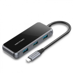  Vention USB 3.1 Type-C to 4USB 3.0/PD 87W 5-in-1 Gray Mirrored Surface (TFDHB)