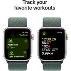 - Apple Watch SE 2024 GPS 44mm Starlight Aluminium Case with Lake Green Sport Loop (MXEW3QH/A) -  6