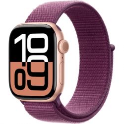 - Apple Watch Series 10 GPS 42mm Rose Gold Aluminium Case with Plum Sport Loop (MWWK3QH/A)