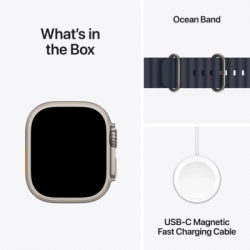 - Apple Watch Ultra 2 2024 GPS + Cellular 49mm Natural Titanium Case with Navy Ocean Band (MX4D3UL/A) -  9