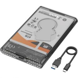   2.5" Maiwo K2510B, Transparent, USB Type-C 3.1, 1xSATA HDD/SSD,   USB -  2