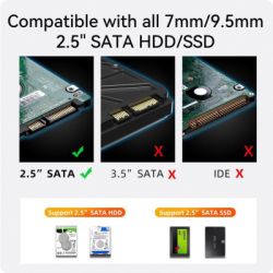   2.5" Maiwo K2510B, Transparent, USB Type-C 3.1, 1xSATA HDD/SSD,   USB -  3