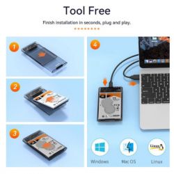   2.5" Maiwo K2510B, Transparent, USB Type-C 3.1, 1xSATA HDD/SSD,   USB -  7