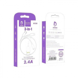   USB 2.0 AM to Lightning + Micro 5P + Type-C 1.0m D22E White Denmen (DM-D22E-WH) -  3