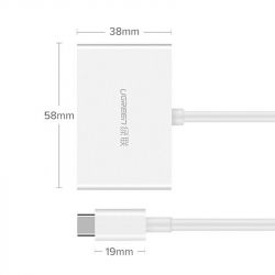  Ugreen MM123 USB Type-C - HDMI+VGA, White (30843) -  2