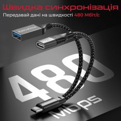  3  1 Promate OTG Link-C USB Type-C - USB + USB Type-C (M/F), 0.16 , Black (otglink-c.black) -  3