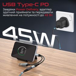  3  1 Promate OTG Link-C USB Type-C - USB + USB Type-C (M/F), 0.16 , Black (otglink-c.black) -  4