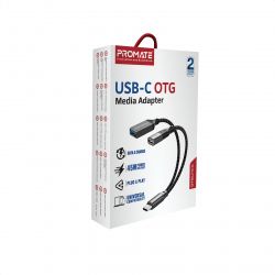  3  1 Promate OTG Link-C USB Type-C - USB + USB Type-C (M/F), 0.16 , Black (otglink-c.black) -  6