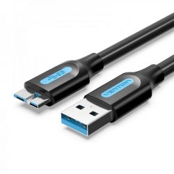  Vention USB-MicroUSB-B PVC Round nickel-plated, 1m Black (COPBF)