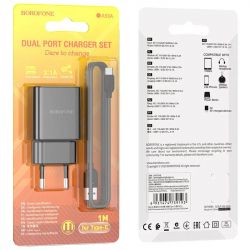   BorofoneBA53A Powerway (2USB, 2.1) Black (BA53ACB) +  Type-C -  4