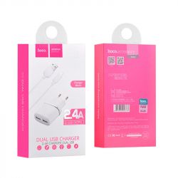    Hoco C12 (2USB, 2.4) White (C12MW) +  MicroUSB -  4