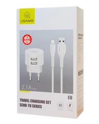    Usams T20 (2USB, 2.1) White (XTXLOGT18MC05) +  MicroUSB -  2