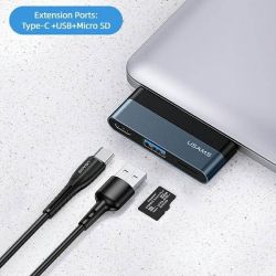  USB Type-C Usams US-SJ491 Mini HUB Black (SJ491HUB01) -  2