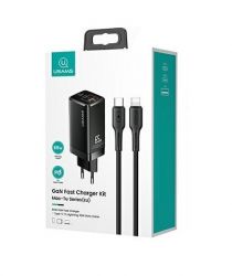    Usams US-CC110 (1USB, 2USB Type-C) 65W PD + QC3.0 Black (MTXLOGTL01) +  USB-C - Lightning -  2