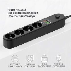 Գ  ColorWay CW-CHE44PDB 4 , 4USB (Type-C PD20W + 3USB QC3.0) (45W), 2, Black -  14