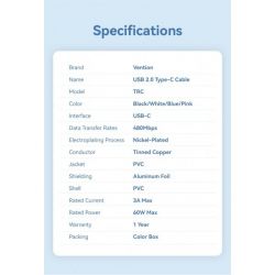  Vention USB Type-C - USB Type-C (M/M), 1 , Blue (TRCSF) -  2