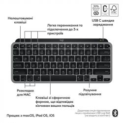   Logitech MX Keys Mini for Mac Minimalist Wireless Illuminated Space Gray (920-012652) -  6