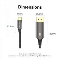  Vention USB Type-C - DisplayPort (M/M), 2 , Black (CRFBH) -  2