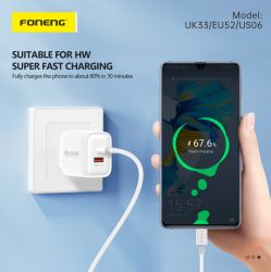    Foneng PD30W (1xUSB, 1xType-C) White (EU52-CH) -  2