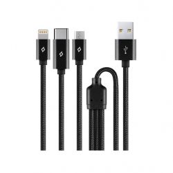  Ttec AlumiCable Trio USB Type-C - USB Type-A - Lightning - micro USB (M/M), 1 , Black (2DK39S)