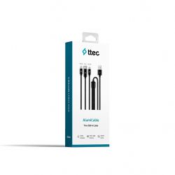  Ttec AlumiCable Trio USB Type-C - USB Type-A - Lightning - micro USB (M/M), 1 , Black (2DK39S) -  2