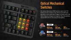  Asus TUF Gaming K3 Gen II Opti-Mech RGB 97key Switches ABS Black (90MP0390-BKMA00) -  6