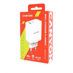    Canyon H-20-03 (2USB, 3A) PD, QC3.0 White (CNE-CHA20W03) -  3