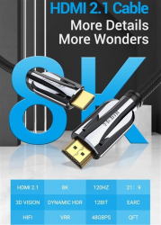  Vention HDMI - HDMI V 2.1 (M/M), 1.5 , Black (AALBG) -  2