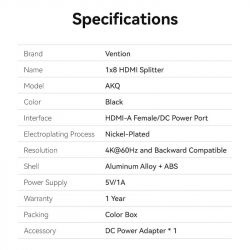  4 1*8HDMI Black Aluminum Alloy Type EU Standart (AKQB0-EU) -  4