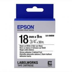  Epson LK5WBW Strong Adhesive Black/White 18mm/9m (C53S655012)
