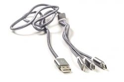  PowerPlant USB2.0-MicroUSB-USB-C-Lightning, 1, Grey (CA910663) -  1