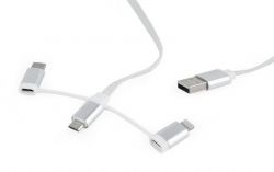  Cablexpert (CC-USB2-AMLM32-1M-W), USB 2.0 - Lightning/Micro/Type-C USB, 1 , 