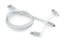   USB 2.0 AM to Lightning + Micro 5P + Type-C 1.0m Cablexpert (CC-USB2-AMLM32-1M-W) -  2