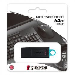 USB 3.2 Flash Drive 64Gb Kingston DataTraveler Exodia, Black/Teal (DTX/64GB) -  3