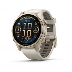 - Garmin Fenix 8 43mm AMOLED Sapphire Soft Gold with Fog Gray Silicone (010-02903-18)